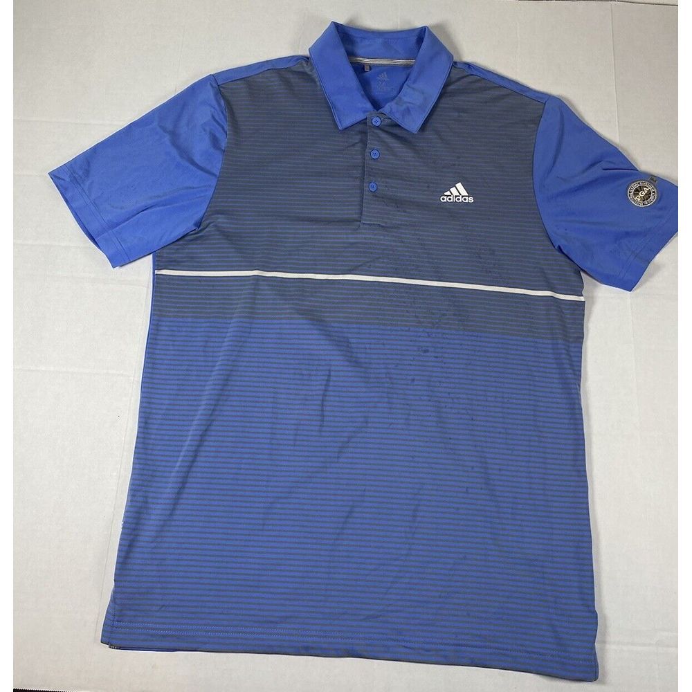 Adidas Golf Men's Size Medium ClimaCool Blue‎ Polo with PGA  LOGO